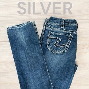 SILVER SUKI STRAIGHT JEANS - THICK STITCHING